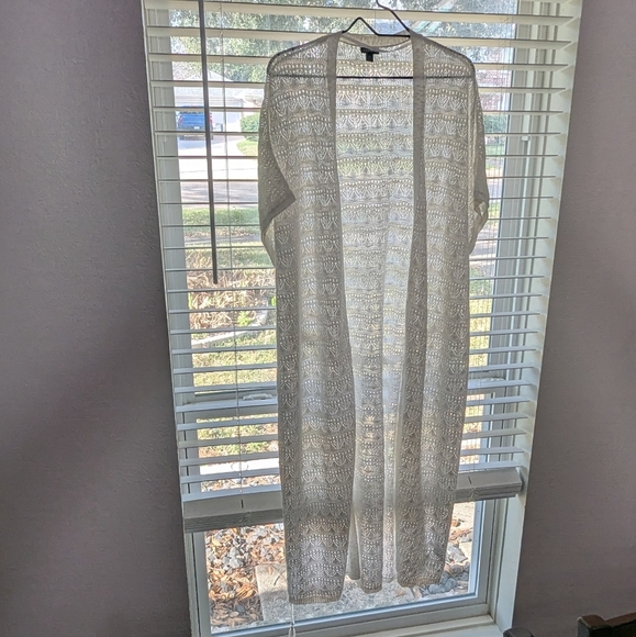 Torrid White Crochet Duster Short Sleeve Tie Waist Sweater Cover-Up Casual 1X-2X - Picture 3 of 13